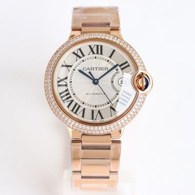TW Factory Ballon Bleu De Cartier 40mm 2824 Movement White Face RG Strap Diamond Bezel Watch